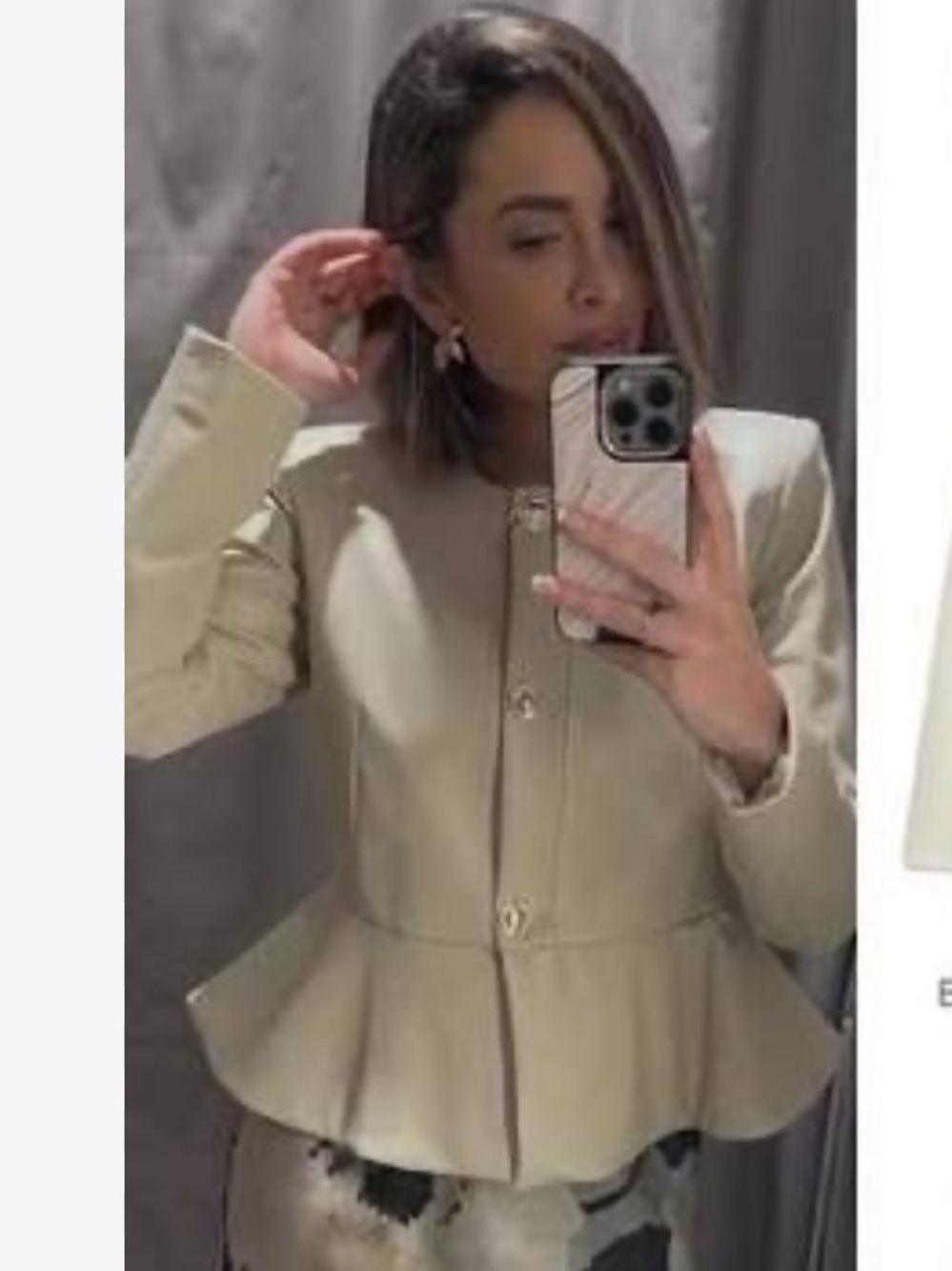 Zara faux leather Peplum Blazer with Gold Buttons